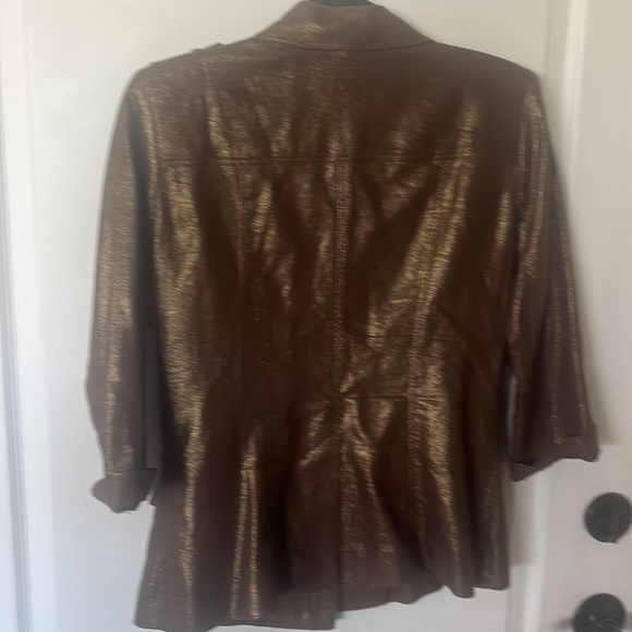 EUC Cache Linen jacket metallic brown and  gold linen blazer. Size small - Picture 8 of 8